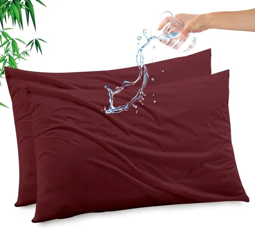 Vista 15 de Funda de almohada impermeable de bambú y rayón de Gogreen, funda de almohada transpirable, protector de almohada refrescante con cremallera, funda