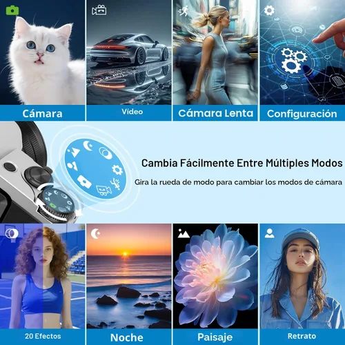 Vista 6 de Cámara digital 4K para fotografía con WiFi 64MP Cámara de vlogging de enfoque automático para video de YouTube de 3 pulgadas, pantalla abatible