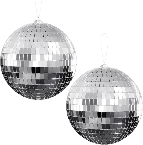 Vista 10 de Youdepot 54 mini bolas de discoteca plateadas, adornos de bola de disco colgantes para decoración de bolas de discoteca, mini bolas de discoteca