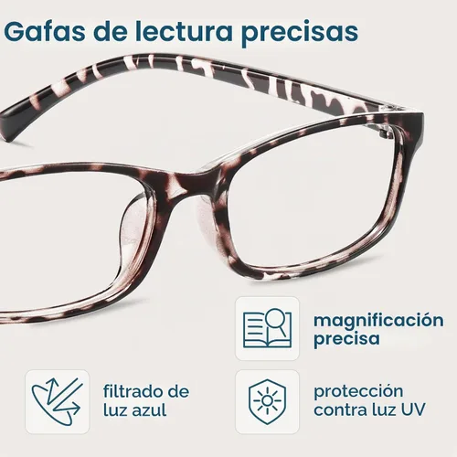 Vista 2 de Gaoye +0.5 Paquete múltiple de lentes de lectura - Lentes con bloqueo de luz azul, marcos TR90, UV400 - Gafas con visión clara *Negro + leopardo