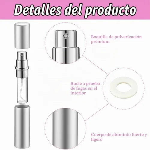 Vista 3 de Tessco for you 21 piezas de botellas de perfume con atomizador de 5 ml, mini atomizador pulverizador para perfume, recargable a granel con bomba
