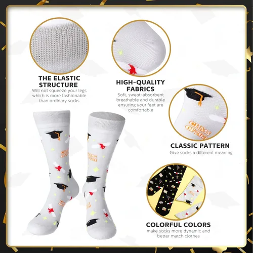 Vista 3 de 2 pares de calcetines de clase de 2022, regalo de graduación novedoso para mujeres y hombres, graduados, unisex, felicitaciones, graduados