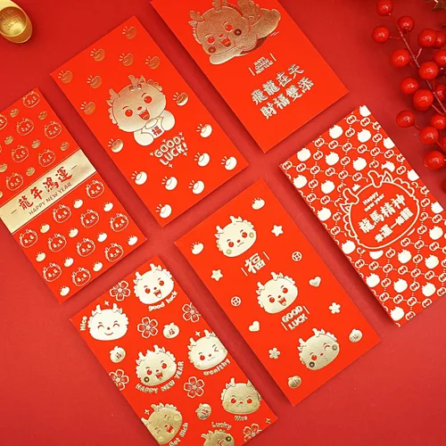 Vista 5 de Sobres rojos de la suerte de año nuevo chino, sobres de dinero de regalo 2024, Dragon Year Hong Bao, festival de primavera, cumpleaños boda, 36