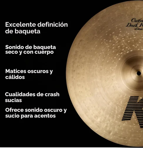 Vista 4 de Zildjian K Custom Dark Ride Platillo - 20 pulgadas