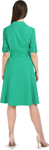 Vista 3 de Vestido casual plisado con botones en la parte delantera para mujer