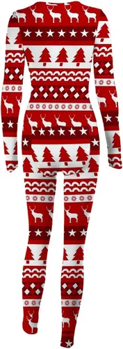 Vista 5 de Pijama de Navidad para mujer overol con botones overol sexy de manga larga para otoño e invierno