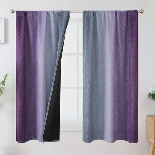 Vista 51 de Estelar Textiler Cortinas oscurecedoras beige y blanco grisáceo de 45 pulgadas de largo, cortinas graduadas con bloqueo de luz para baño, cortinas