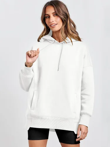 Vista 3 de ANRABESS Sudaderas con capucha de gran tamaño para mujer, sudadera de forro polar 2024, trajes de moda para adolescentes y niñas