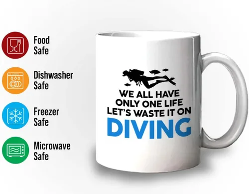 Vista 20 de Taza de café de buceo de 11 onzas, color negro, sumerge en la felicidad, actividades de respiración subacuática, pasatiempos, natación, ascenso