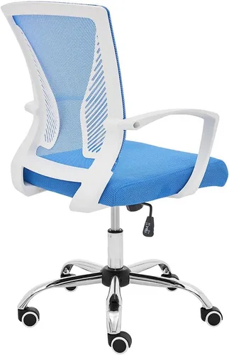 Vista 5 de Modern Home Zuna Silla de oficina con respaldo medio, respaldo ergonómico de malla con respaldo de malla (blanco/azul)
