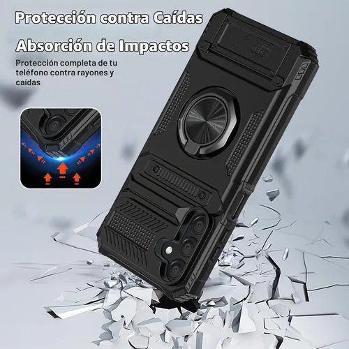 Vista 5 de Vofolen Funda para teléfono Samsung Galaxy A14 5G con tarjetero [almacena 2 tarjetas] + anillo magnético de 360° con función atril de doble capa