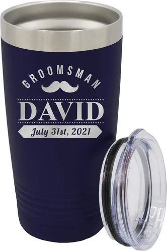 Vista 11 de Vaso de padrinos de boda grabado personalizado, taza de acero inoxidable aislada personalizada para padrino de boda, despedida de soltero, boda