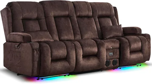 Vista 20 de URRED Sofá reclinable Power Loveseat con masaje y calor, gris ceniza