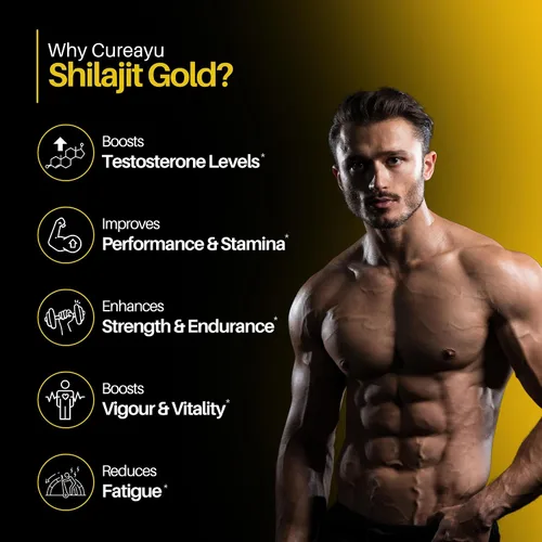 Vista 3 de Shilajit Gold Cápsulas 10000 mg de Shilajit para hombres y mujeres con musli, ashwagandha y gokhru seguro (blanco) Apoyo de energía, resistencia
