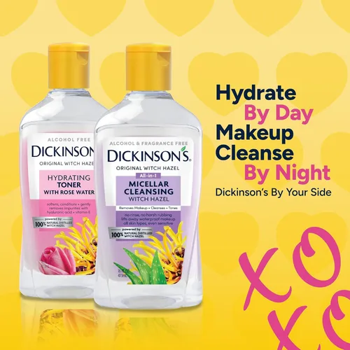 Vista 7 de Dickinson's Agua Micelar Limpiadora de Hamamelis, Un Desmaquillante Todo en 1, Refinador de Poros, Limpiador de Piel y Tónico; Sin Alcohol con Aloe