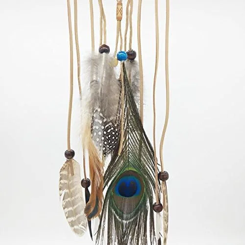 Vista 4 de Boho de plumas tocado diadema Headwear de boda indio Coachella pieza de pelo