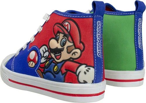 Vista 3 de SUPER MARIO Brothers Mario, Luigi, Nintendo - Zapatos deportivos de caña alta y con cordones para niños pequeños, talla 7 a 12