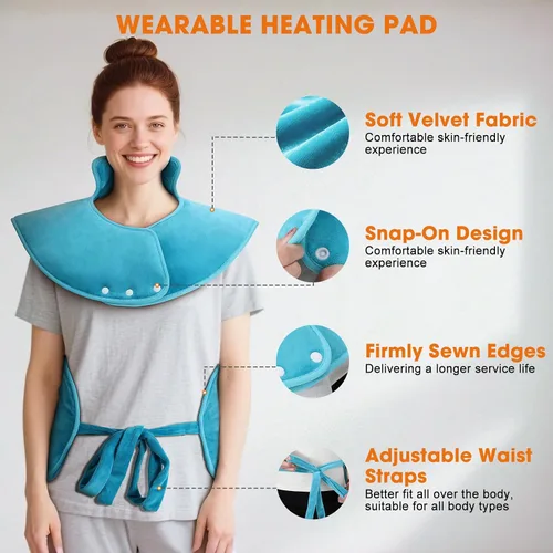 Vista 3 de Tovve Almohadilla térmica para espalda, cuello y hombros, grande y portátil para relajar los músculos, regalos de cumpleaños para mujeres, hombres