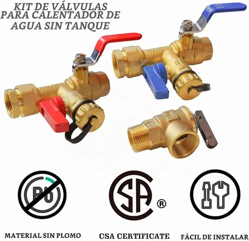 Vista 2 de LIULO TOOL Kit de válvula de servicio de calentador de agua sin tanque de aislamiento IPS de 3/4 pulgadas, con válvula de alivio de presión, latón