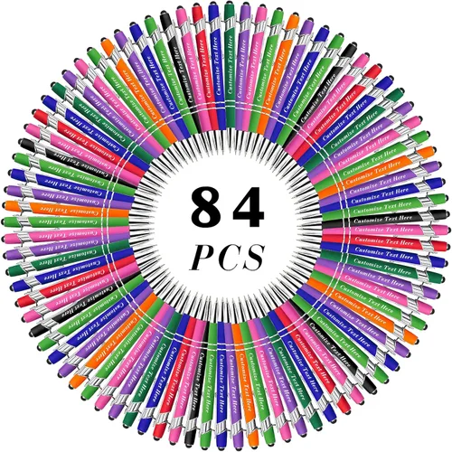 Vista 70 de Bolígrafos personalizados a granel con punta de lápiz capacitivo, 12 bolígrafos personalizados con logotipo de mensaje con nombre, bolígrafos