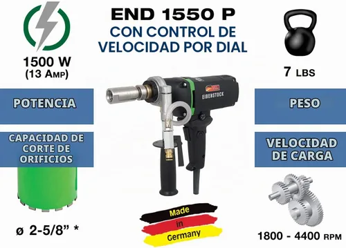 Vista 3 de CS Unitec END 1550 P - Taladro de núcleo de hormigón de capacidad de 2-5/8 pulgadas - Taladro de núcleo de diamante húmedo - para hormigón