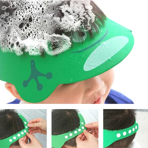 Vista 2 de Gorra de protección de baño con diseño de caricaturas para bebés, niños pequeños, 3