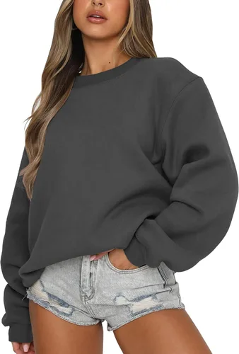 Vista 9 de Fanway&EC - Sudadera de manga larga para mujer, cuello redondo, casual, sudadera con capucha de gran tamaño, tops de otoño Rosa albaricoque