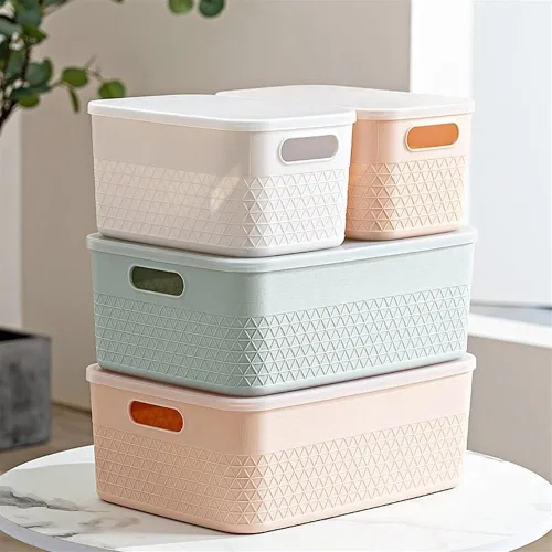 Vista 10 de HANAMYA Organizador de contenedores de almacenamiento con tapa Contenedor organizador de almacenamiento, 4 litros, juego de 6, menta