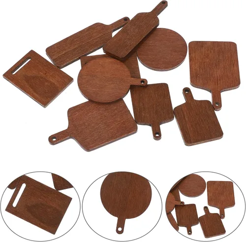 Vista 2 de Zerodeko 10 piezas de mini tablas de cortar modelo casa de muñecas para decoración de cocina a escala 1, 12, decoración de cocina, mini adorno