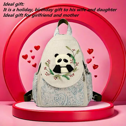 Vista 155 de HUANGGUOSHU Mochila de algodón tejida de algodón bohemio con bordado de lona estilo bohemio con múltiples bolsillos retro linda mochila cartera