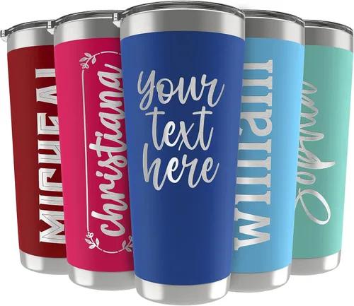 Vista 13 de Vasos personalizados, vaso de acero inoxidable de 20 onzas con tapa 13 diseños diferentes Tazas personalizadas de doble pared aisladas para café