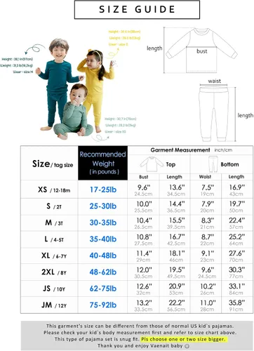 Vista 5 de VAENAIT BABY - Pijama de algodón básico liso para niños y niñas de 12 meses a 12 años, conjunto de ropa de dormir