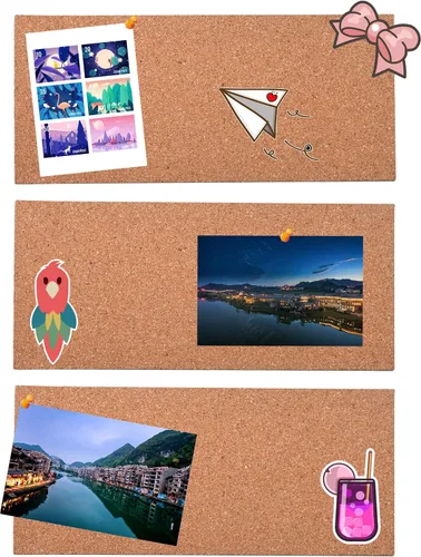 Vista 9 de SUNGIFT - Tableros de corcho de 1/2 pulgadas de grosor, 6 unidades de azulejos de corcho sin marco, 16.0 x 8.0 in, corkboards autoadhesivos