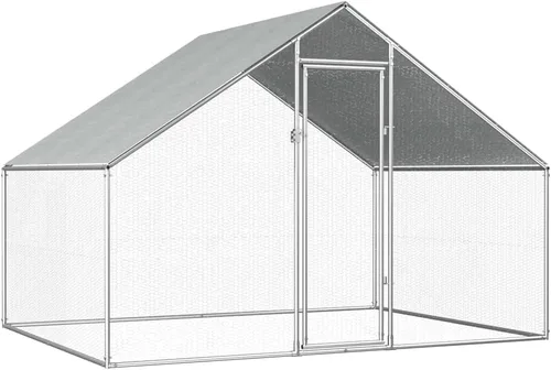 Vista 24 de Jaula de metal para gallineros al aire libre, jaula de pollo para aves de corral, corralito de corral, corralito de ejercicio, perrera con cubierta