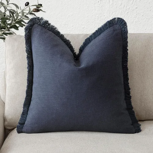 Vista 36 de Foindtower Fundas de almohada decorativas de lino con flecos, acogedora funda de cojín bohemia estilo farmhouse con borlas, funda de almohada