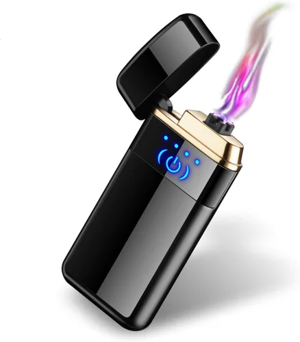Vista 6 de Encendedor eléctrico de doble arco, sensor de huellas dactilares inteligente, sin llama, resistente al viento, encendedor recargable por USB