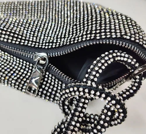 Vista 2 de Bolso de mano con diamantes de imitación para mujeres y niñas, elegante bolso de noche brillante, bolso de viaje para regalo de vacaciones