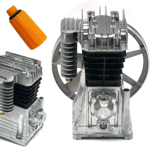Vista 6 de Bomba de compresor de aire 2HP, bomba de cabeza de compresor de aire de cilindro gemelo de pistón de 1.5KW Bomba lubricada de aceite de aluminio