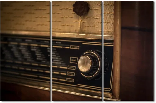 Vista 19 de TUMOVO Arte de pared de estilo retro, grupo de dispositivos electrónicos antiguos de radio, pinturas de imágenes, 3 piezas, lienzo, decoración