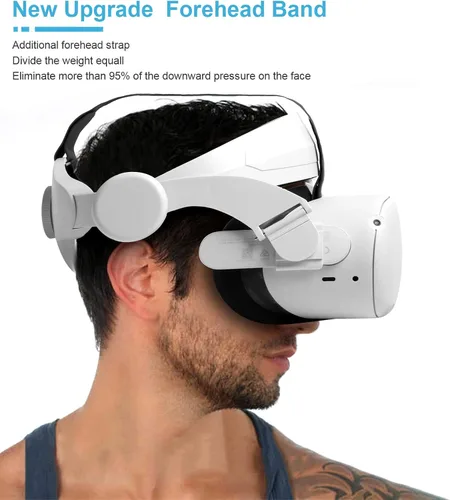 Vista 2 de HUAYUWA Adjustable Head Strap with Head Cushion for Oculus Quest 2 VR Accessories, Replacement for Elite Strap Comfortable Protective Headband