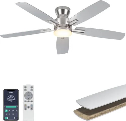 Vista 19 de Ohniyou Ventilador de techo de perfil bajo de 52 pulgadas, sin luz, para Blanco