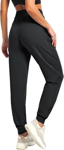 Vista 3 de PULI Pantalones deportivos de algodón para mujer con bolsillo con cremallera