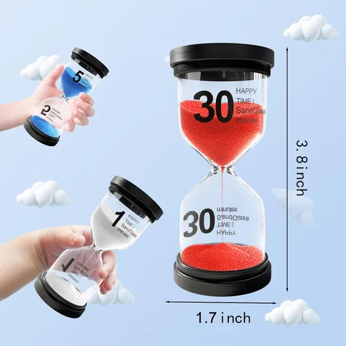 Vista 2 de Temporizador de arena de 1 minuto, reloj de arena de plástico para niños, temporizador de reloj de arena acrílico, reloj de arena pequeño de 1 Rojo
