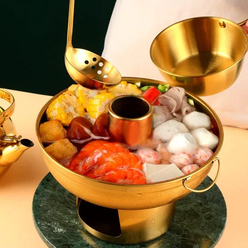 Vista 5 de Olla caliente de acero inoxidable con diseño de arco iris para postre duradera, olla multiusos para sostener frutas, perfecta para reuniones