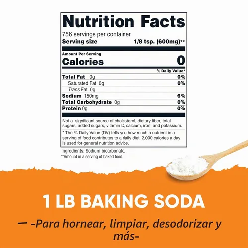 Vista 2 de Nutricost Bicarbonato de sodio de despensa (1 libra) para hornear, limpiar y desodorizar