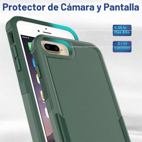 Vista 4 de Funda protectora para iPhone 8 Plus, iPhone 7 Plus de 5.5 pulgadas, a prueba de golpes, resistente y duradera, color verde