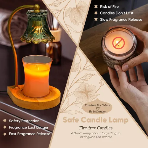 Vista 5 de Lámpara calentadora de velas con temporizador, calentador eléctrico de cera de fragancia regulable, elegante decoración del hogar, calentador