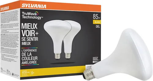 Vista 11 de Sylvania TruWave BR40 Bombilla LED, 85 W = 12 W, base media, regulable, esmerilada, 2700 K, blanco suave, paquete de 2 (40785)