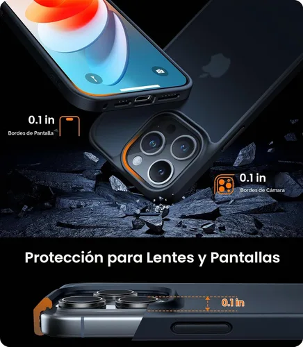 Vista 6 de TORRAS Funda a prueba de golpes para iPhone 16 Pro Max, 4X grado militar a prueba de caídas, translúcida, delgada, protectora, antiarañazos, carcasa