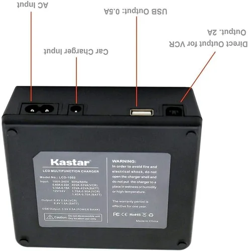 Vista 4 de Kastar Cargador rápido + 6 baterías de repuesto para Sony NP-F970 NP-F960 F970 F960 F975 DCR-VX2100 HDR-AX2000 FX1 FX7 FX1000 HVR-HD1000U V1U Z1P